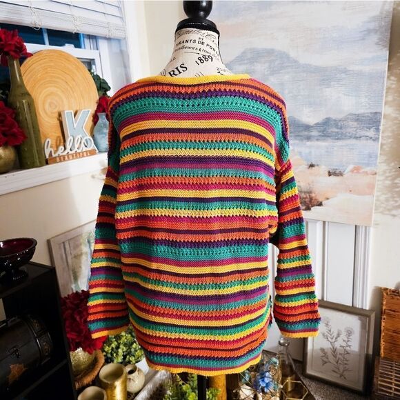 VTG Striped Fiesta Rainbow Knitted Sweater. - Picture 12 of 15
